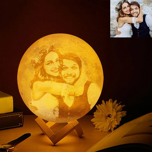VisioTrend Custom 3D Moon Lamp – Personalized Photo & Text Night Light